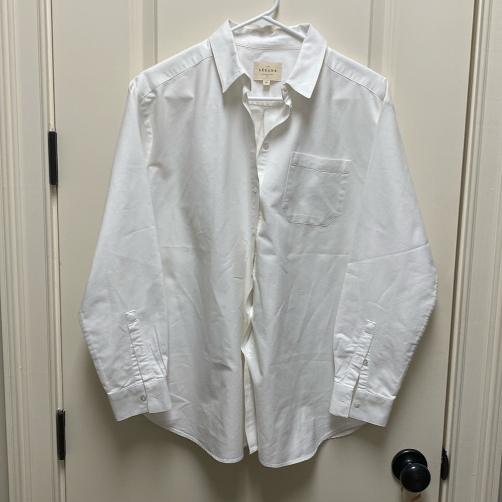 Sezane white button down shirt size 38